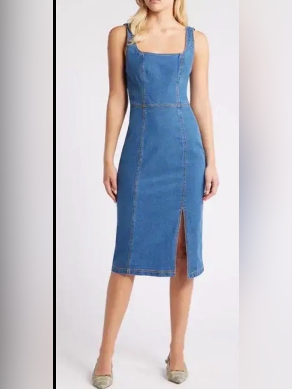 STEVE MADDEN Josette Midi Denim Dress. Size 10. MSRP $99